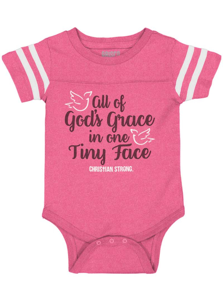 Gods Grace Tiny Face Football Romper Bodysuit-Direct To Garment Print-Brisco Baby