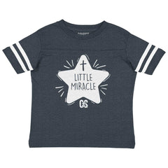 Little Miracle Toddler Football Jersey Tee-Direct To Garment Print-Brisco Baby