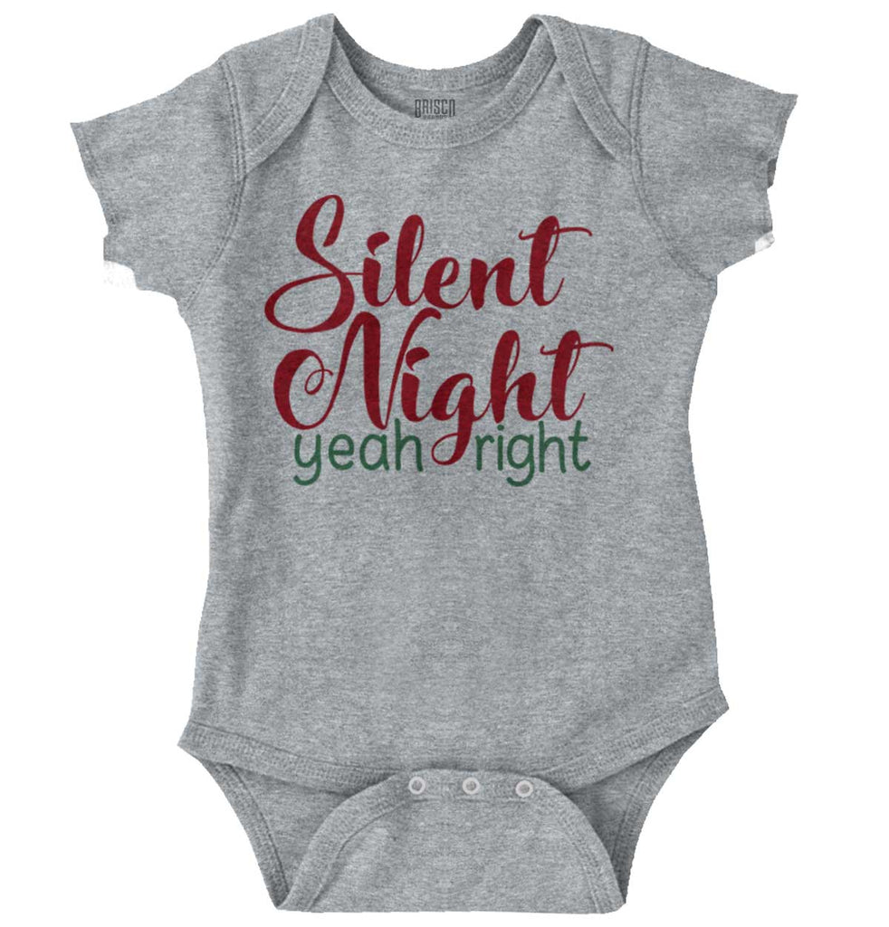 Silent Night Yeah Right Romper Bodysuit-Direct To Garment Print-Brisco Baby