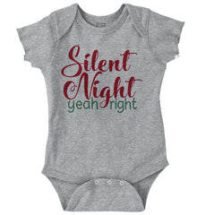 Silent Night Yeah Right Romper Bodysuit-Direct To Garment Print-Brisco Baby