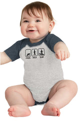 Crawl Walk Surf Raglan Romper Bodysuit-Direct To Garment Print-Brisco Baby