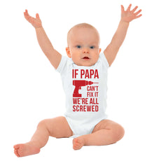 Papa Can't Fix We're Screwed Romper Bodysuit-Direct To Garment Print-Brisco Baby