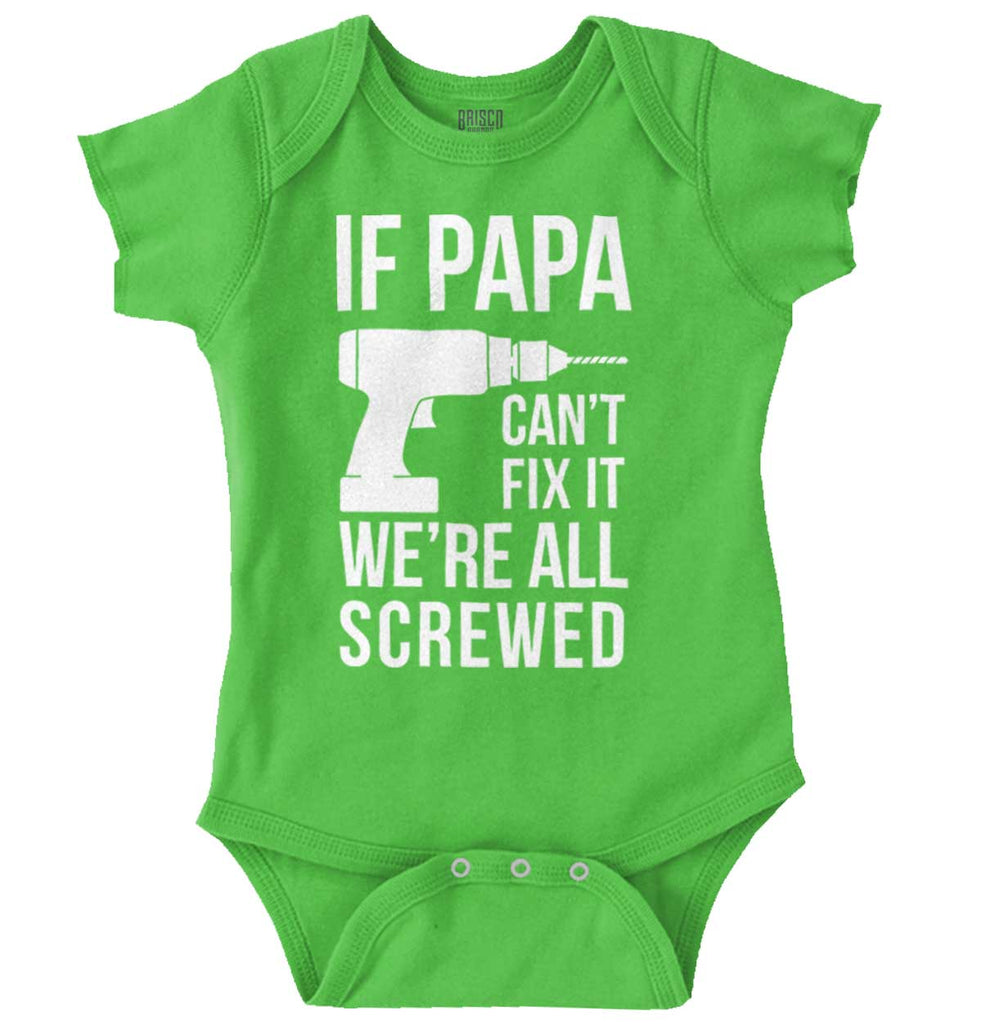 Papa Can't Fix We're Screwed Romper Bodysuit-Direct To Garment Print-Brisco Baby
