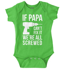 Papa Can't Fix We're Screwed Romper Bodysuit-Direct To Garment Print-Brisco Baby