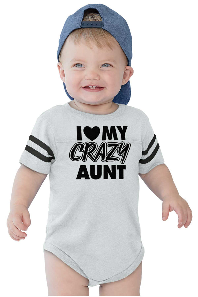 Crazy Aunt Football Romper Bodysuit-Direct To Garment Print-Brisco Baby