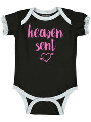 Heaven Sent Baby Ruffled Trim Romper-Direct To Garment Print-Brisco Baby