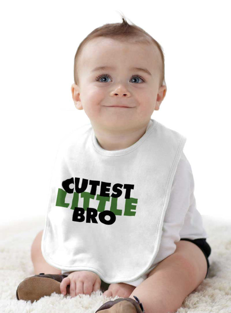 Cutest Little Bro Infant Baby Bib-Direct To Garment Print-Brisco Baby