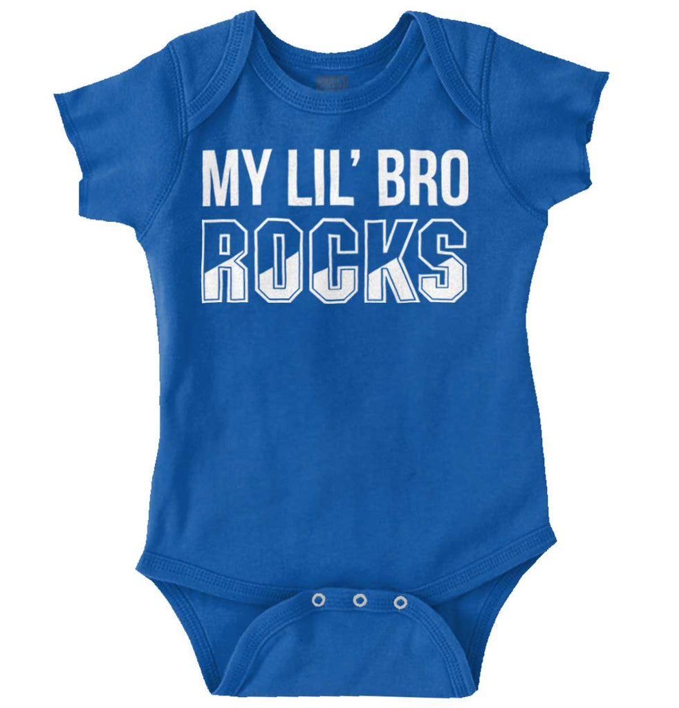 My Lil' Bro Rocks Romper Bodysuit-Direct To Garment Print-Brisco Baby