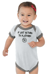 Return Platofrm 9 3/4 Baby Ruffled Trim Romper-Direct To Garment Print-Brisco Baby