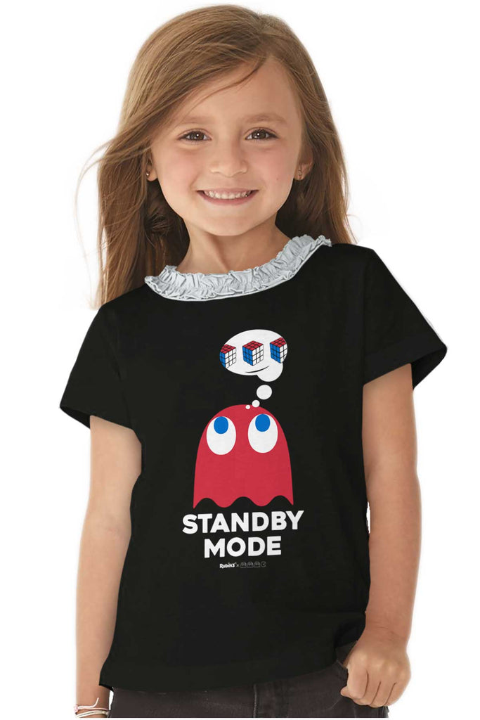 Standby Mode Toddler Ruffled Trim T-Shirt-Direct To Garment Print-Brisco Baby