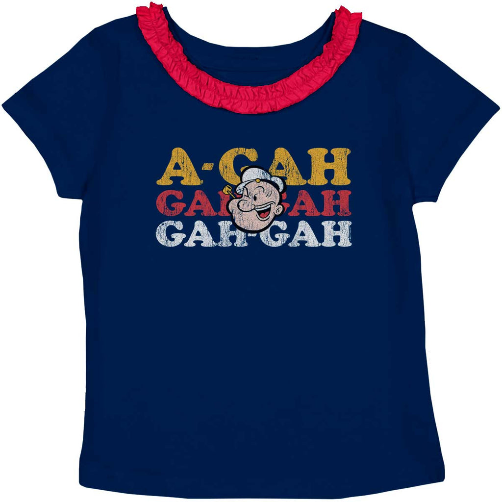 A Gah Popeye Toddler Ruffled Trim T-Shirt-Direct To Garment Print-Brisco Baby