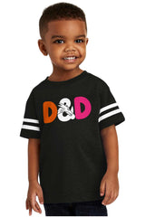 Dungeons Fantasy Tabletop Gamer Toddler Football Jersey Tee-Direct To Garment Print-Brisco Baby