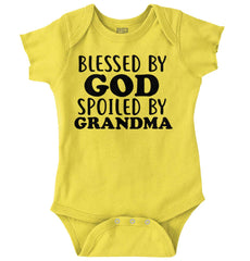 Blessed By God Spoiled By Grandma Romper Bodysuit-Direct To Garment Print-Brisco Baby