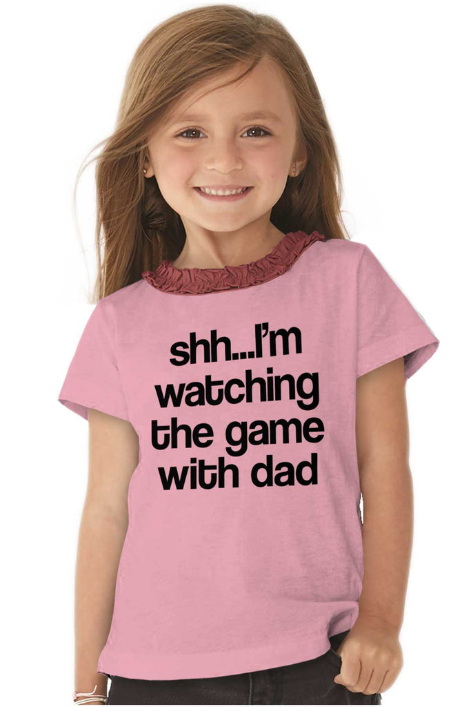 Watching the Game Toddler Ruffled Trim T-Shirt-Direct To Garment Print-Brisco Baby