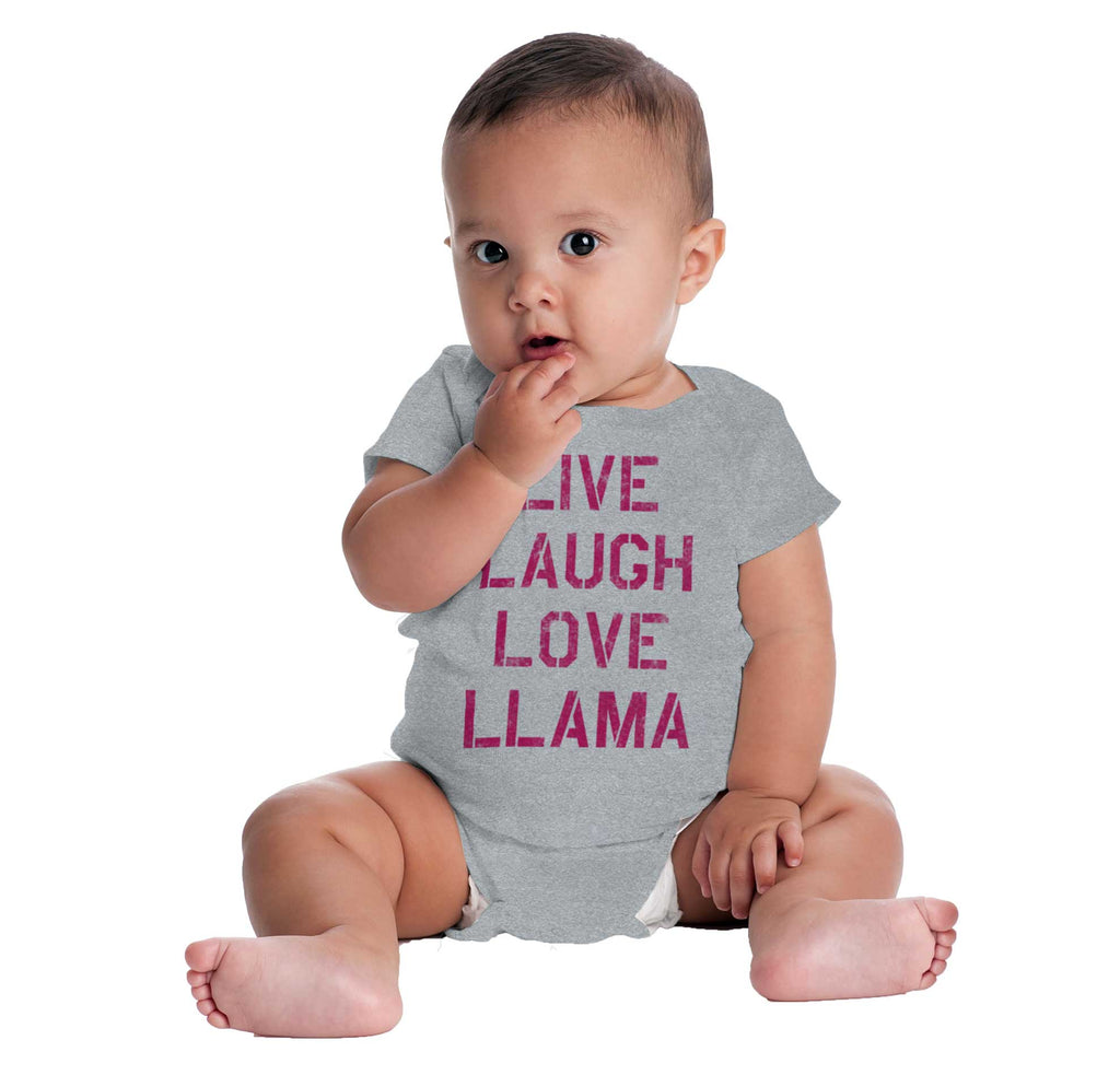 Live Laugh Llama Romper Bodysuit-Direct To Garment Print-Brisco Baby