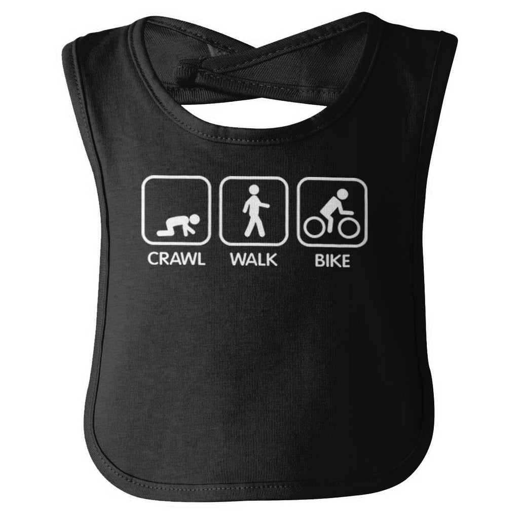 Crawl Walk Bike Infant Baby Bib-Direct To Garment Print-Brisco Baby