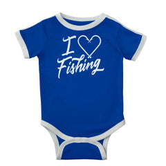 I Love Fishing Ringer Bodysuit-Direct To Garment Print-Brisco Baby