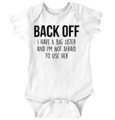 Big Sister And Not Afraid To Use Her Romper Bodysuit-Direct To Garment Print-Brisco Baby