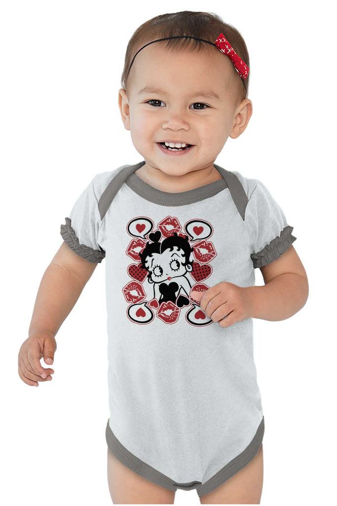 Betty In Love Baby Ruffled Trim Romper-Direct To Garment Print-Brisco Baby