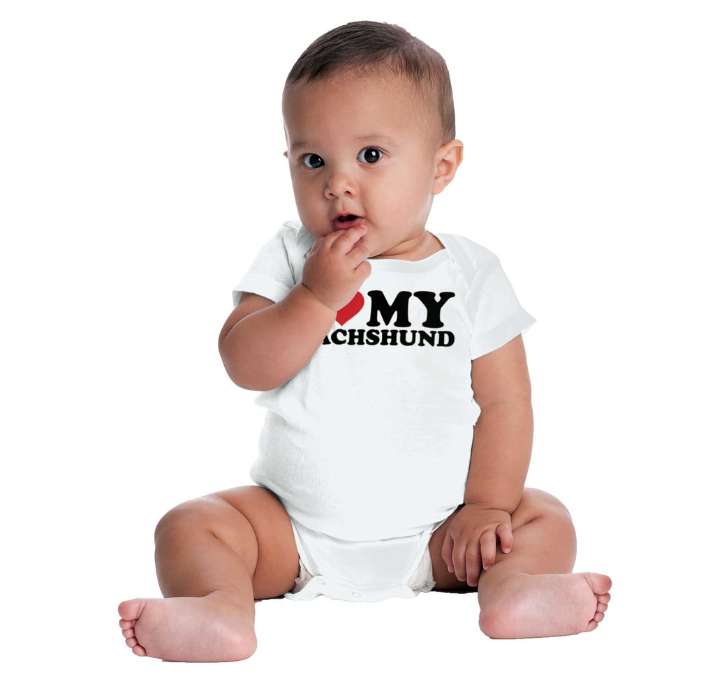 I Love My Dachshund Romper Bodysuit-Direct To Garment Print-Brisco Baby