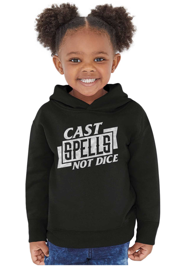 Cast Spells Not Dice Dungeons Toddler Pullover Hoodie-Direct To Garment Print-Brisco Baby