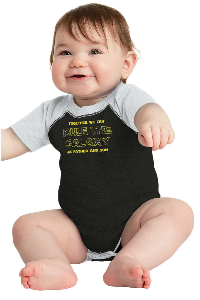 Rule The Galaxy Raglan Romper Bodysuit-Direct To Garment Print-Brisco Baby
