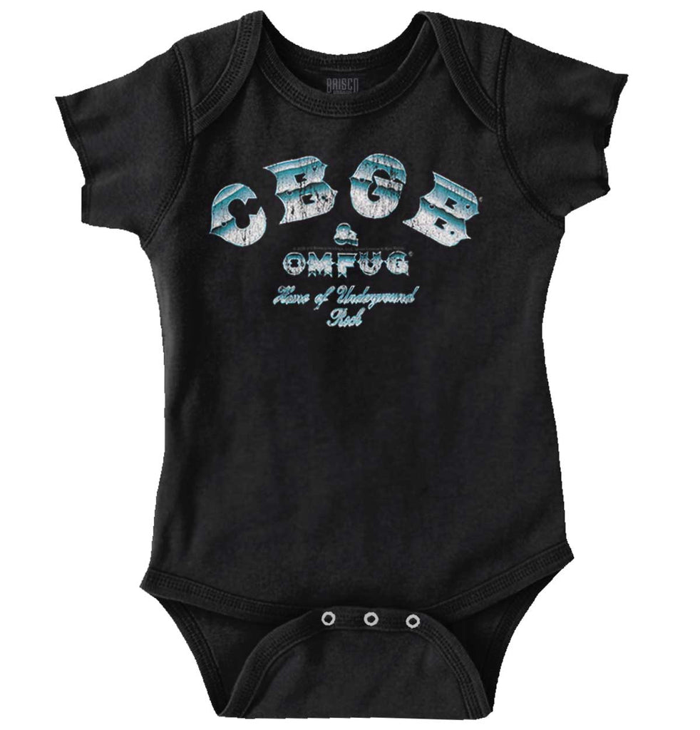 Logo of CBGB Romper Bodysuit-Direct To Garment Print-Brisco Baby