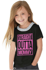 Straight Outta Mommy Toddler Ruffled Trim T-Shirt-Direct To Garment Print-Brisco Baby