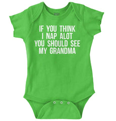 Nap A Lot See Grandma Romper Bodysuit-Direct To Garment Print-Brisco Baby