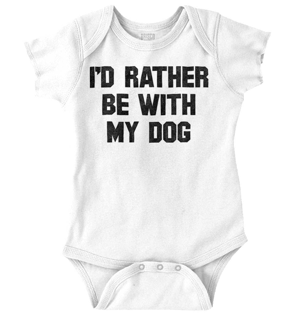 Rather Be With Dog Romper Bodysuit-Direct To Garment Print-Brisco Baby