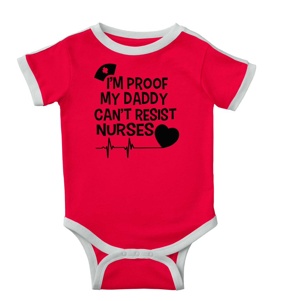 Can't Resist Nurses Ringer Romper Bodysuit-Direct To Garment Print-Brisco Baby