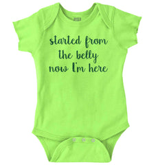 Started From The Belly Romper Bodysuit-Direct To Garment Print-Brisco Baby