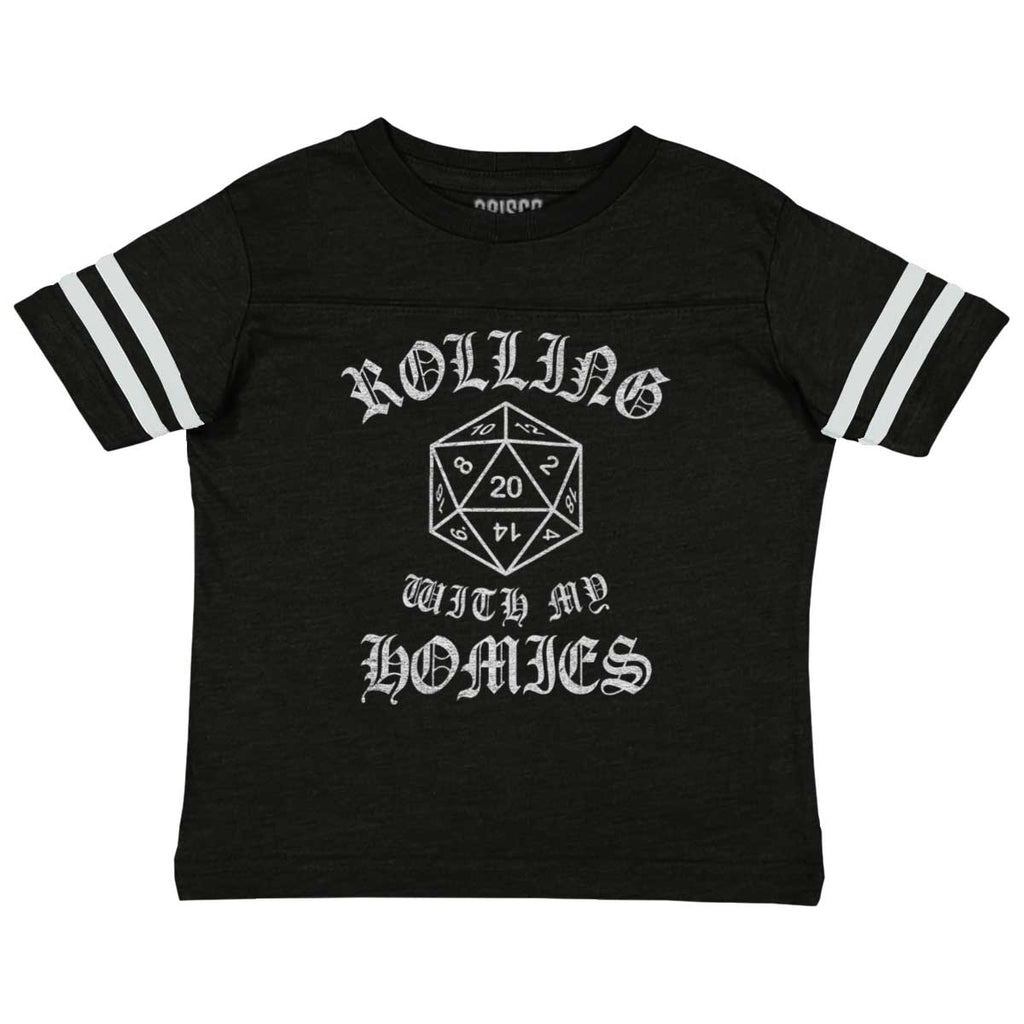 Rolling With My Homies Dungeons Toddler Football Jersey Tee-Direct To Garment Print-Brisco Baby