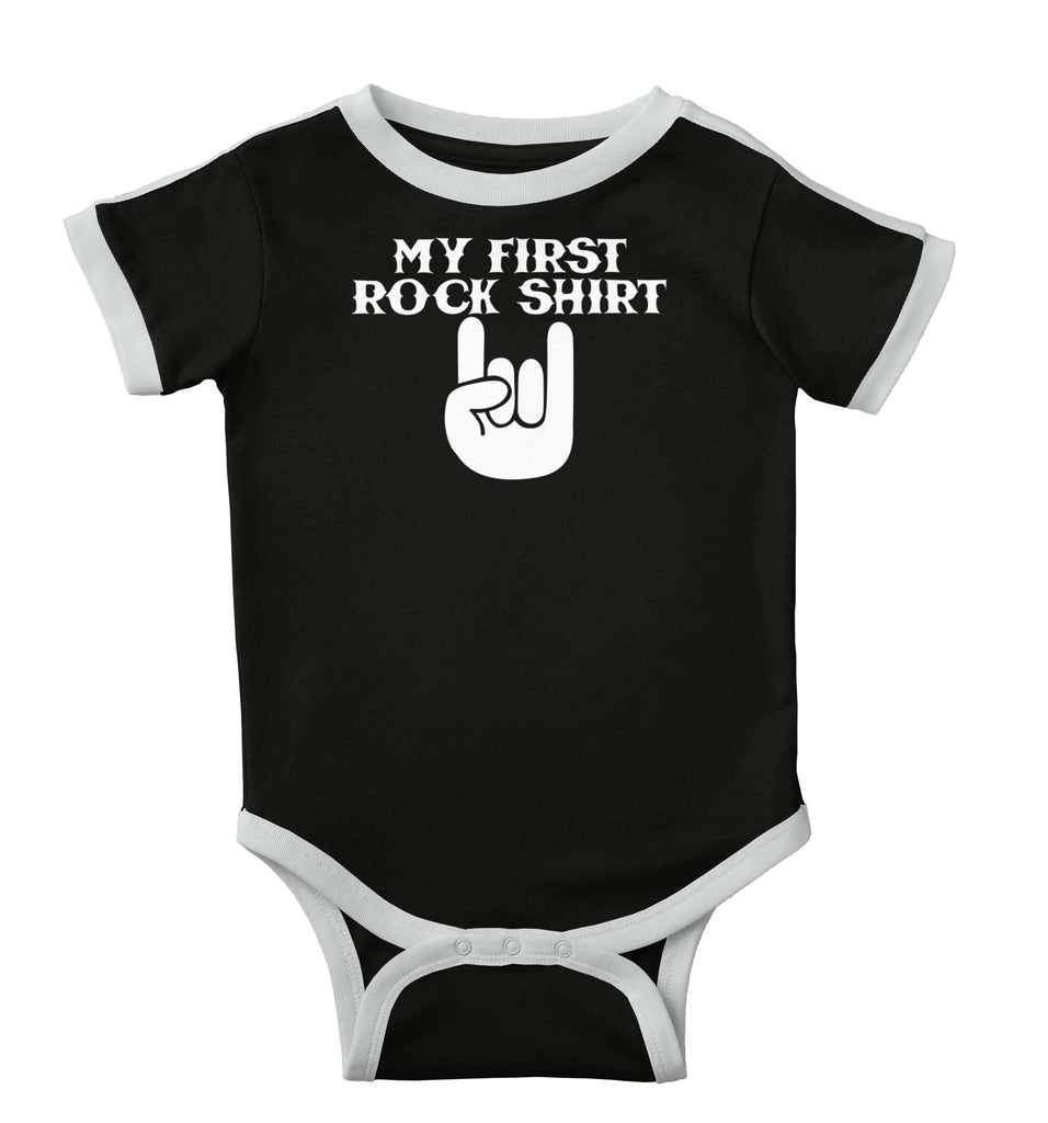 Rock Shirt Ringer Romper Bodysuit-Direct To Garment Print-Brisco Baby