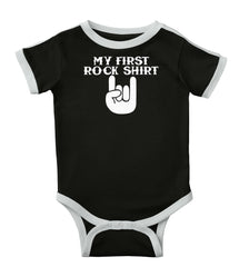 Rock Shirt Ringer Romper Bodysuit-Direct To Garment Print-Brisco Baby