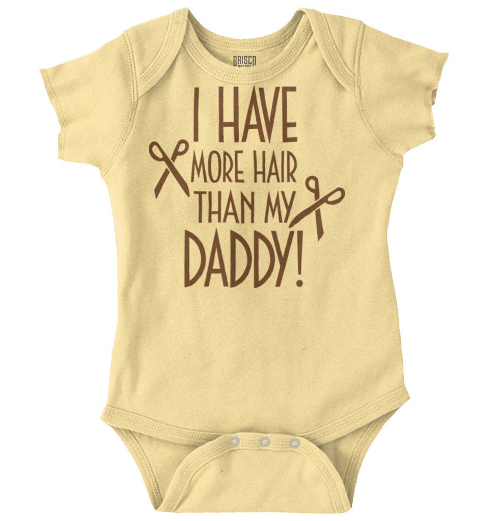 More Hair Than Daddy Romper Bodysuit-Direct To Garment Print-Brisco Baby