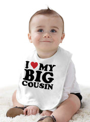 Heart My Big Cousin Infant Baby Bib-Direct To Garment Print-Brisco Baby