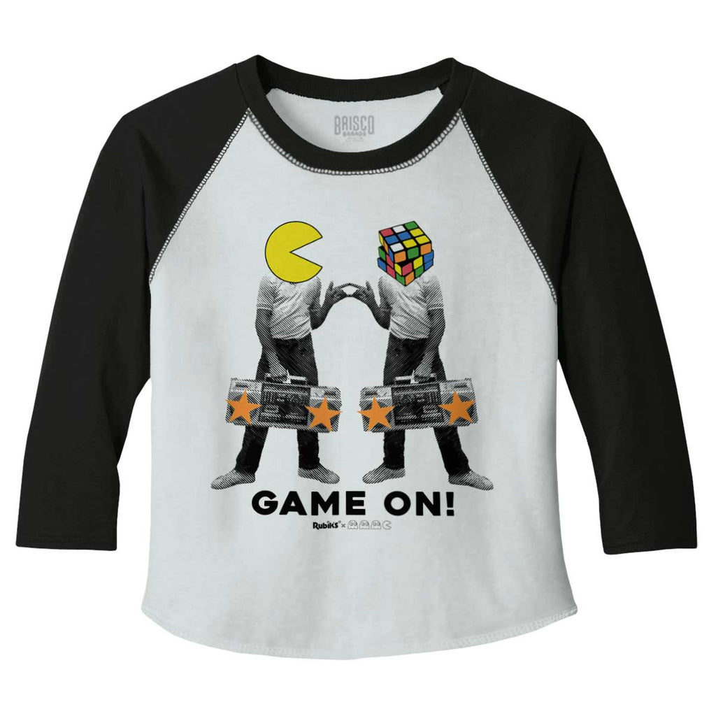 Pac-Man Rubiks Game On Toddler Baseball-Direct To Garment Print-Brisco Baby