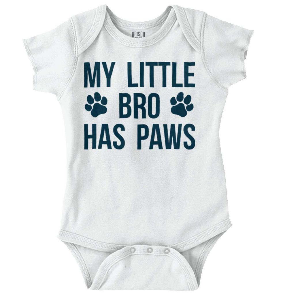 My Little Bro Has Paws Romper Bodysuit-Direct To Garment Print-Brisco Baby