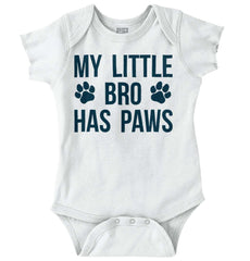 My Little Bro Has Paws Romper Bodysuit-Direct To Garment Print-Brisco Baby