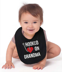Hooked On Grandma Infant Baby Bib-Direct To Garment Print-Brisco Baby