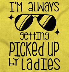 Picked Up By Ladies Romper Bodysuit-Direct To Garment Print-Brisco Baby