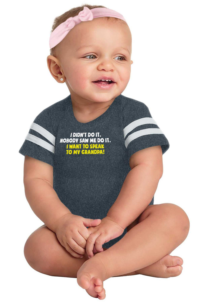 I Didn't Do It Football Romper Bodysuit-Direct To Garment Print-Brisco Baby