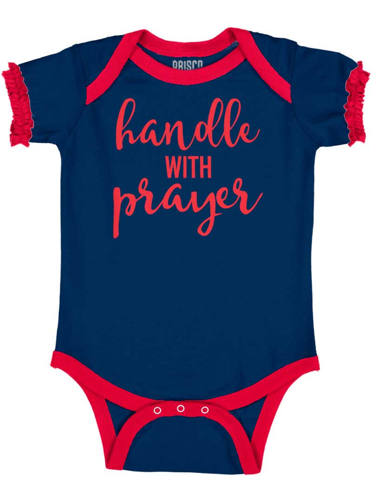 Prayer Care Baby Ruffled Trim Romper-Direct To Garment Print-Brisco Baby