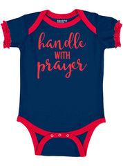 Prayer Care Baby Ruffled Trim Romper-Direct To Garment Print-Brisco Baby
