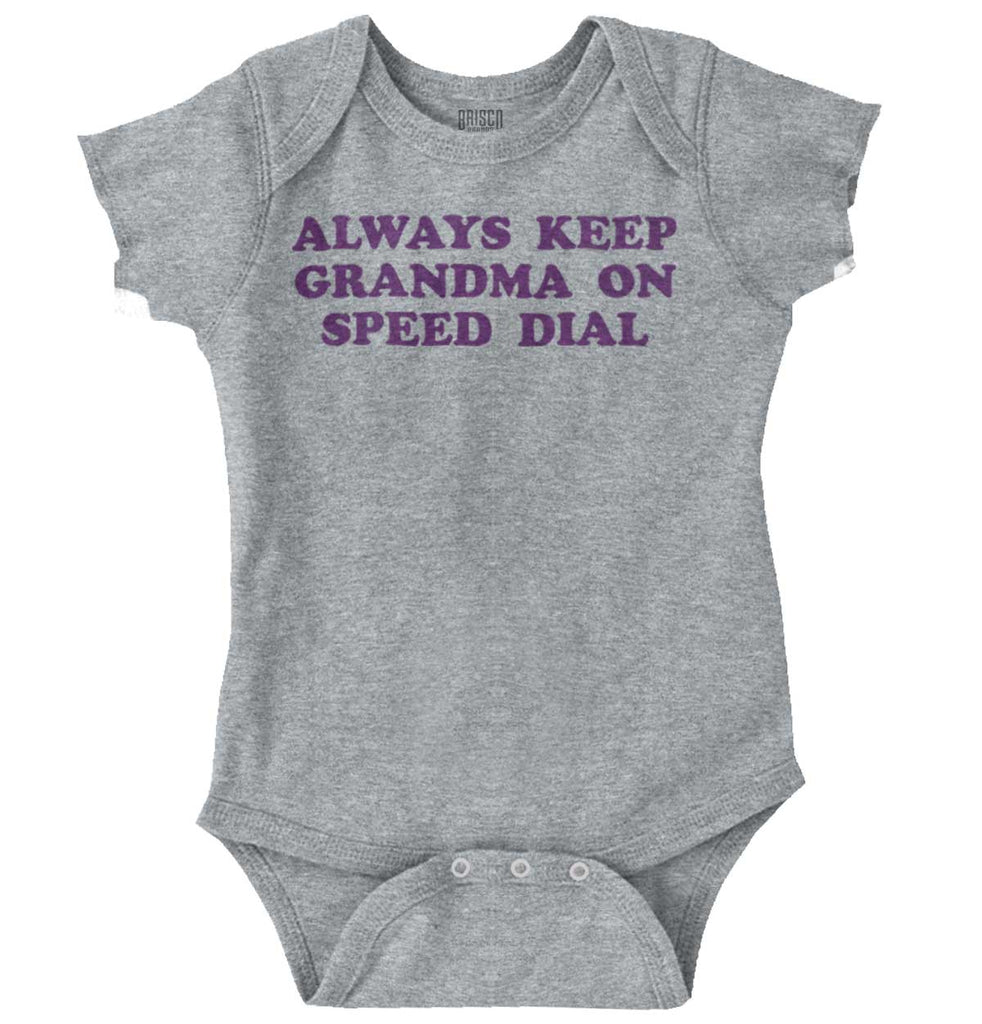 Always Keep Grandma Speed Dial Romper Bodysuit-Direct To Garment Print-Brisco Baby
