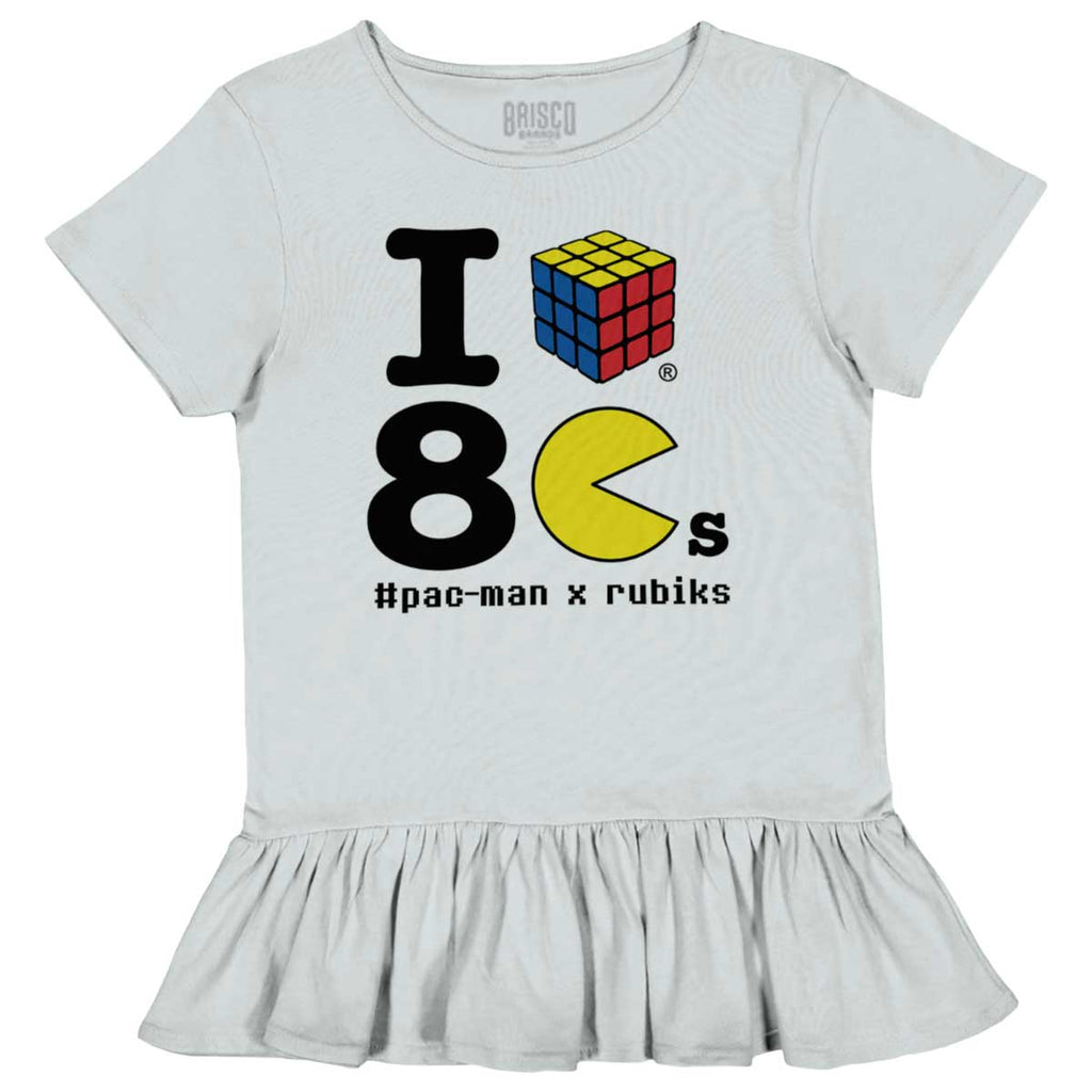 I Love The 80s Toddler Ruffle Bottom Tee-Direct To Garment Print-Brisco Baby