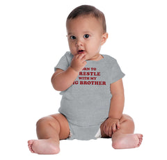 Born To Wrestle With My Big Brother Romper Bodysuit-Direct To Garment Print-Brisco Baby
