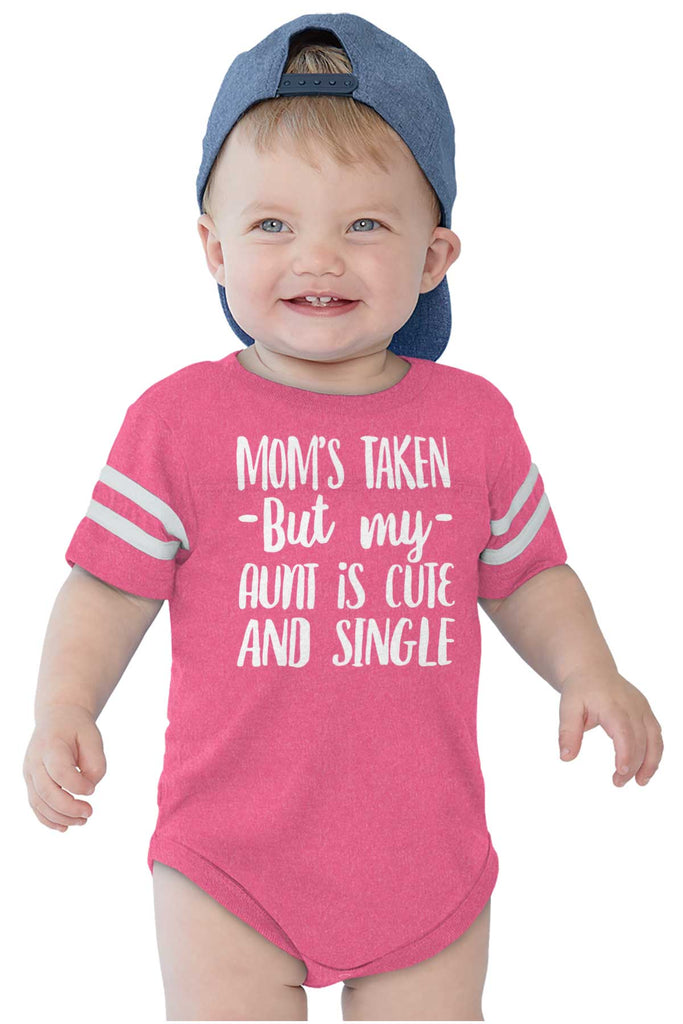 Aunt is Single Football Romper Bodysuit-Direct To Garment Print-Brisco Baby
