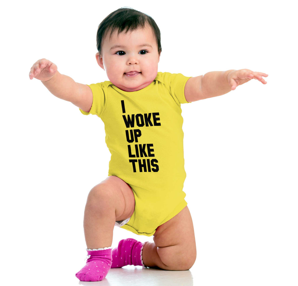 I Woke Up Like This Romper Bodysuit-Direct To Garment Print-Brisco Baby